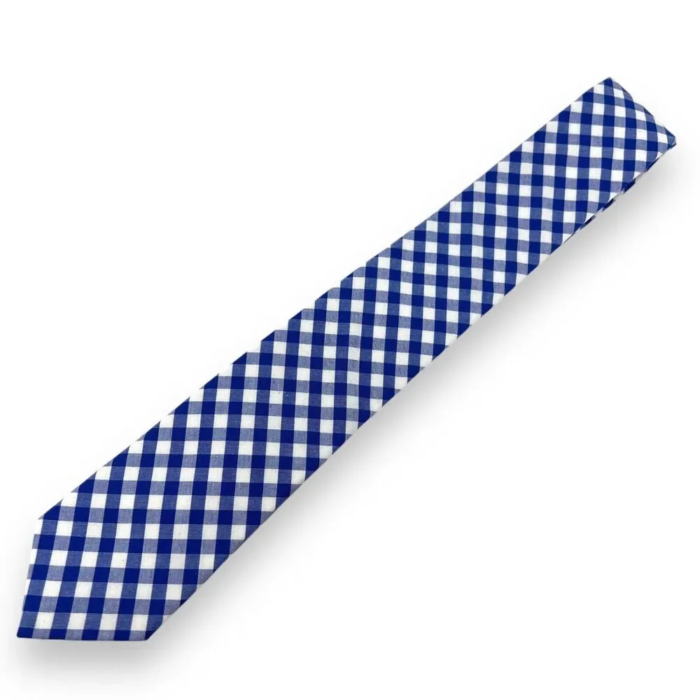 J.Crew Crewcuts Kids' Cotton Tie in Gingham Blue and White 52